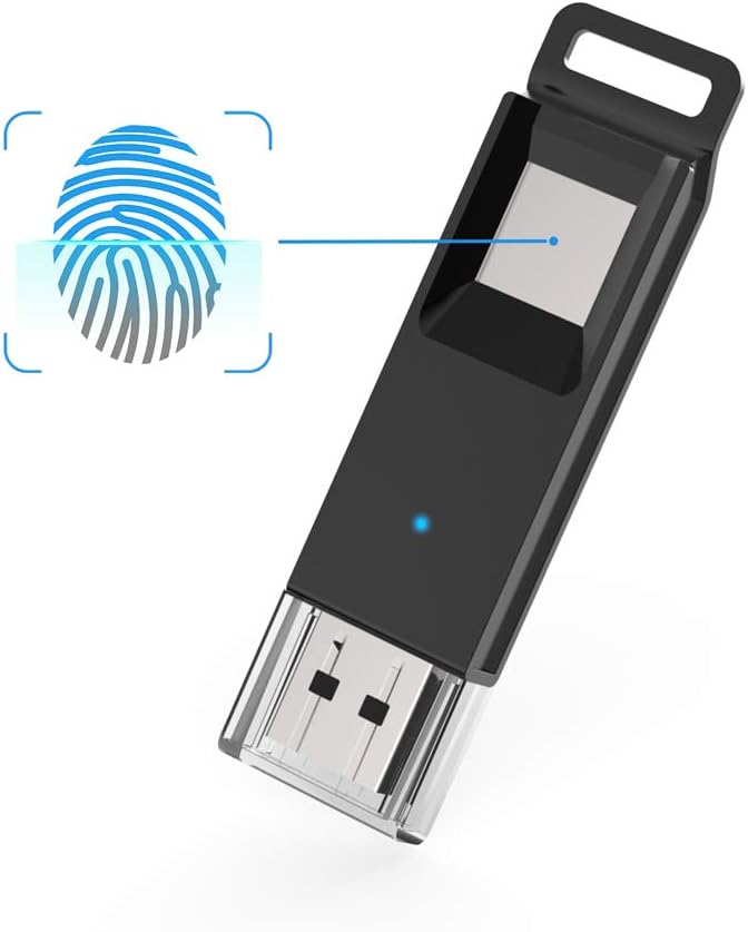 32GB Flash Drive, Aiibe Fingerprint USB 3.0 Flash Drive 32 GB High Speed Recognition Encrypted USB Drive Security Protection Thumb Drive USB Stick (32G, Black)