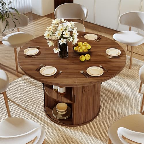 image for Nalupatio 47 Inch Round Dining Table for 4, Modern Farmhouse Kitchen T