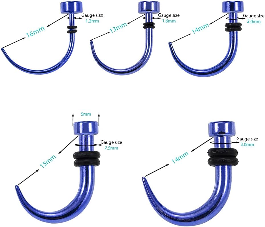 Blue Anodized 316L Surgical Steel Claw Taper with O-rings Ear Gauge Body Piercing Jewelry