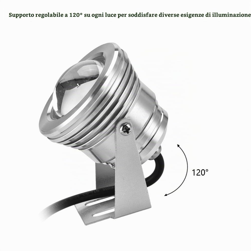 Tissting Faretti Subacquei LED RGB, Faretto Impermeabile 12V con Telecomando per Acquario, Laghetto, Piscina, Fontana in Alluminio Aerospaziale, Luce Regolabile 120° per Giardino, Cortile