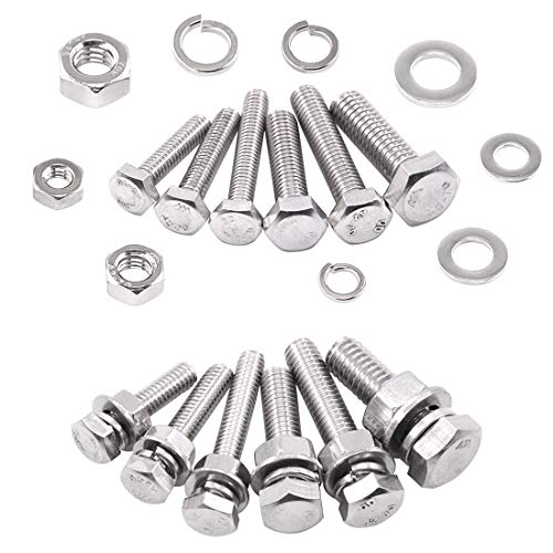 Glarks 510Pcs M4 M5 M6 Flat Hex Head Screw Bolt Nuts Washers Assortment