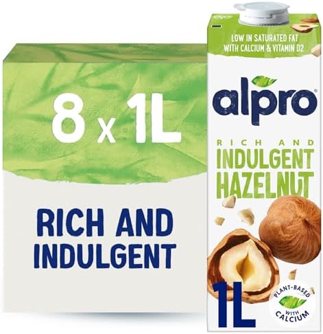 Alpro Hazelnut Drink - Plant-Based Long Life Dairy Free & Lactose Free Milk Alternative - 1L (Pack of 8)