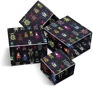4 x Large Wrapping Paper Sheets - Colourful Beetle Pattern Insects Entomologist Birthday Christmas Gift Wrap #170501