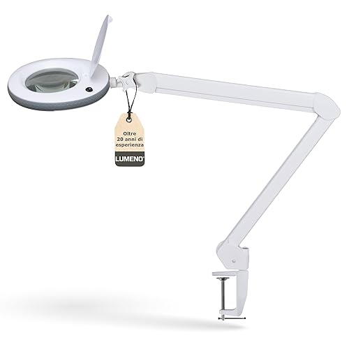 Lumeno LED lampada d'ingrandimento 7215GR con lente in vero vetro