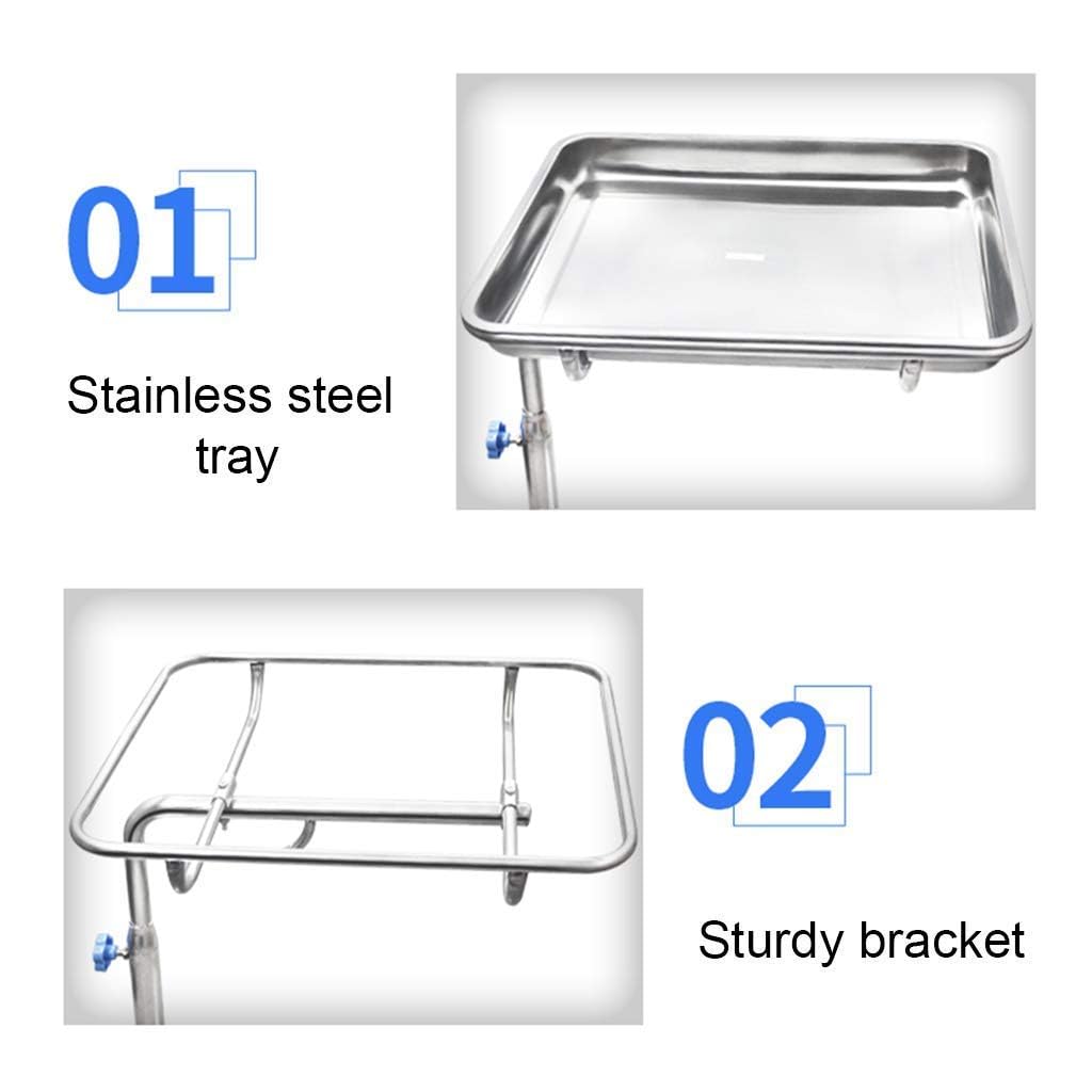 Soporte de bandeja móvil de acero inoxidable, carrito de altura ajustable, para spa médico, equipo de salón de tatuajes
