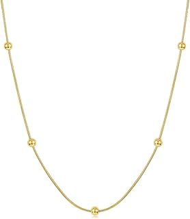 قلادة شوكر انيقة مطلية بالذهب عيار 14 قيراط من الستانلس ستيل جوليا ستور ، سلسلة قابلة للتعديل بوهيمية للنساء