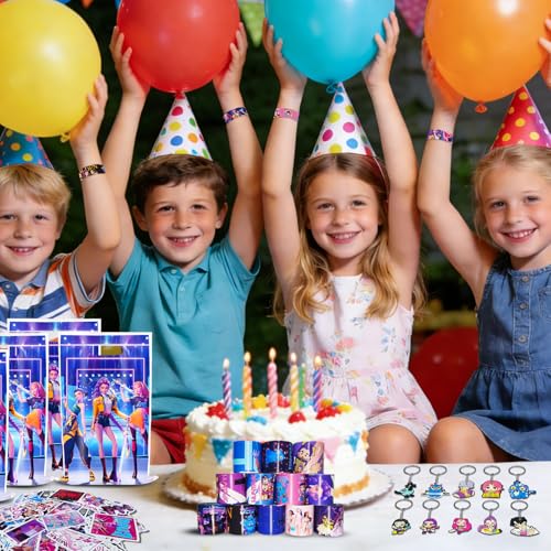 Moocuca 97 Party-Mitgebsel – Inkl. ,10 Geschenktüten,65 Sticker,10 Schlüsselanhänger,12 Schnapparmbänder,Geburtstag Mitgebsel Set