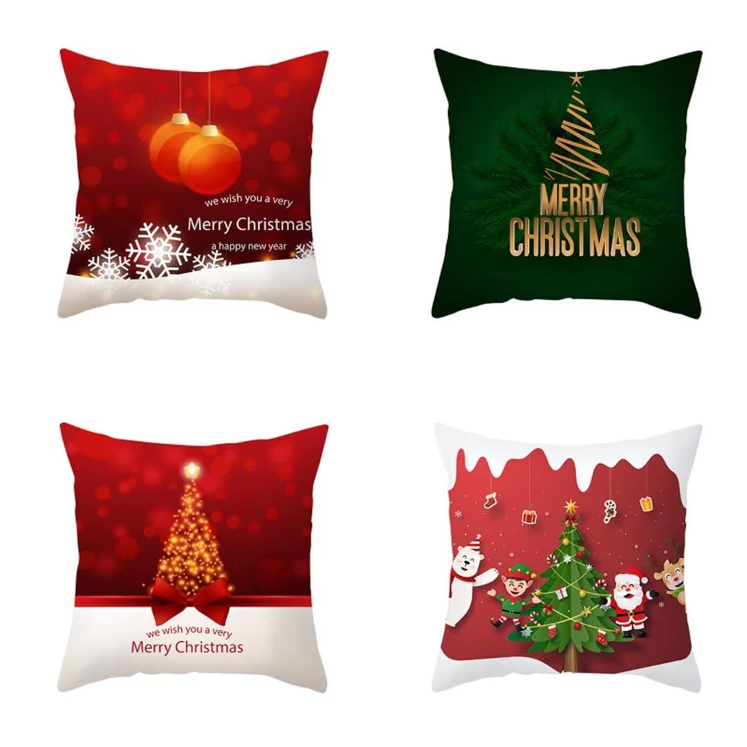 Housse de coussin Noël 40x40 cm lot de 4 en velours à offrir pour la maison