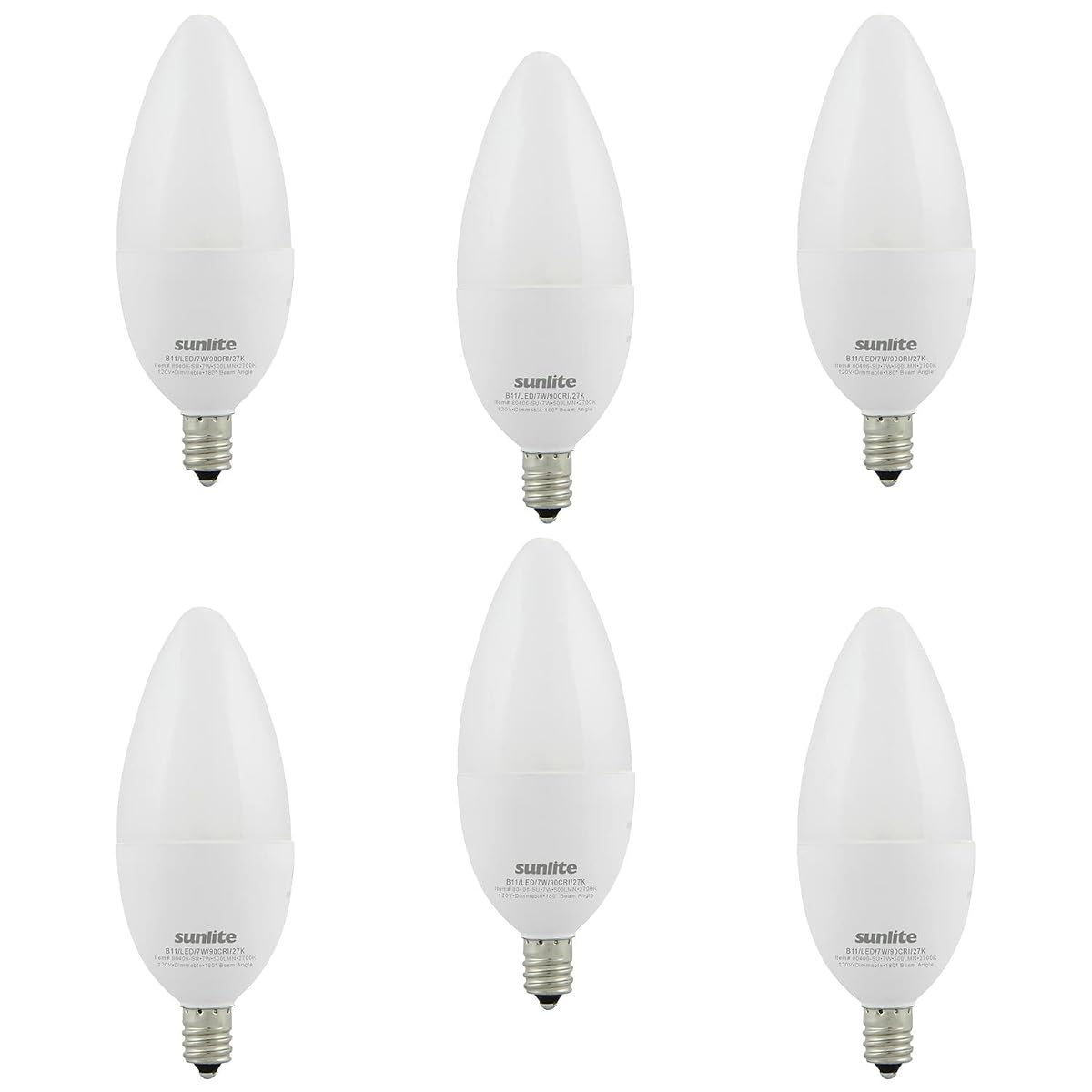Sunlite LED B13 Chandelier Light Bulb, 7W (60W Equivalent), 500 Lumens,