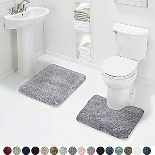 Walensee Shaggy 2 Piece Bath Rug Sets (Grey) 20 x 24 U Shape