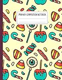  Composition Notebook: Halloween Candy Apple Sticks Pattern Wide Ruled Composition Notebook For Kids Boy Girls and Kindergarten Students