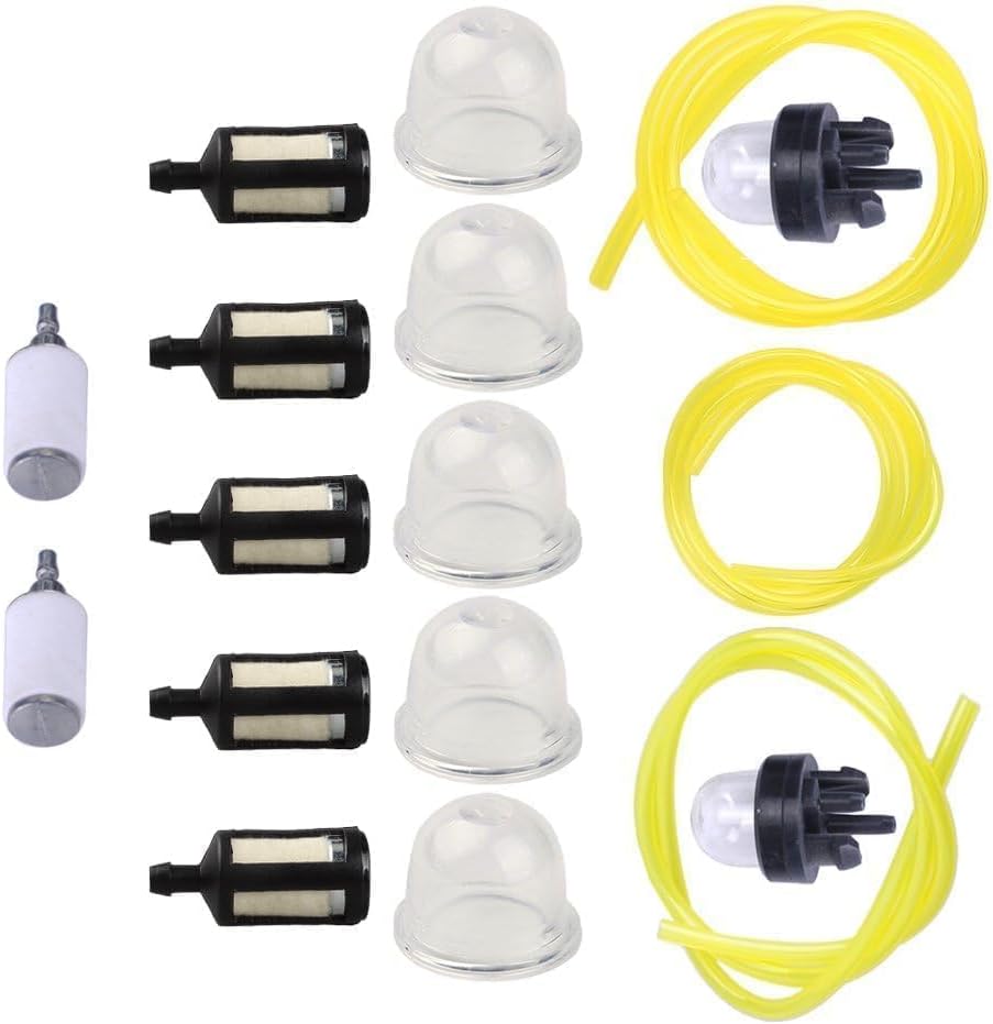 Fuel Line Hose Kit with Primer Bulb Fuel Filter for Husqvarna Weedeater Zama Poulan Craftsman Stihl Homelite Trimmer Chainsaw Blower 3 Sizes Fuel Line(2 feet each)