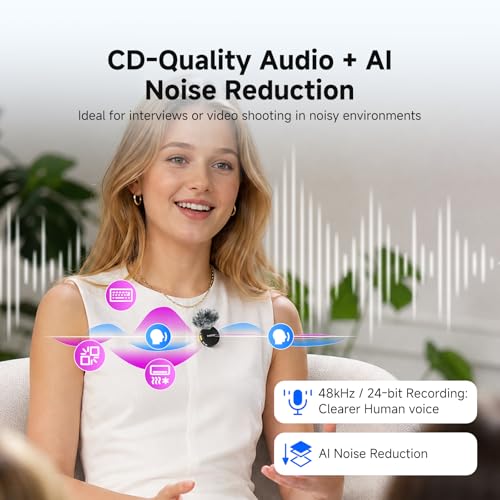Image of SVMic 5 4-Person Wireless Lavalier Microphones Systems with Charging Case | for Group Videos, 48kHz /24bit AI Noise Reduction, Safe Track Dual Recording, Smart Display,48H Battery