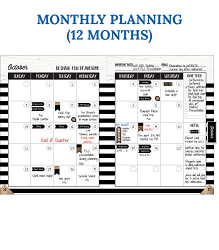 Schoolgirl Style Industrial Chic Teacher Planner, Undated Weekly & Monthly Planner, Lesson Plan Book With Checklists, Planner Stickers For Classroom Or Homeschool (8 In. X 11 In.) #TOP4