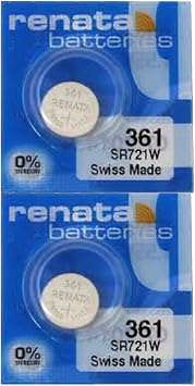 Renata 361 SR721W Batteries - 1.55V Silver Oxide 361 Watch Battery 2 Count