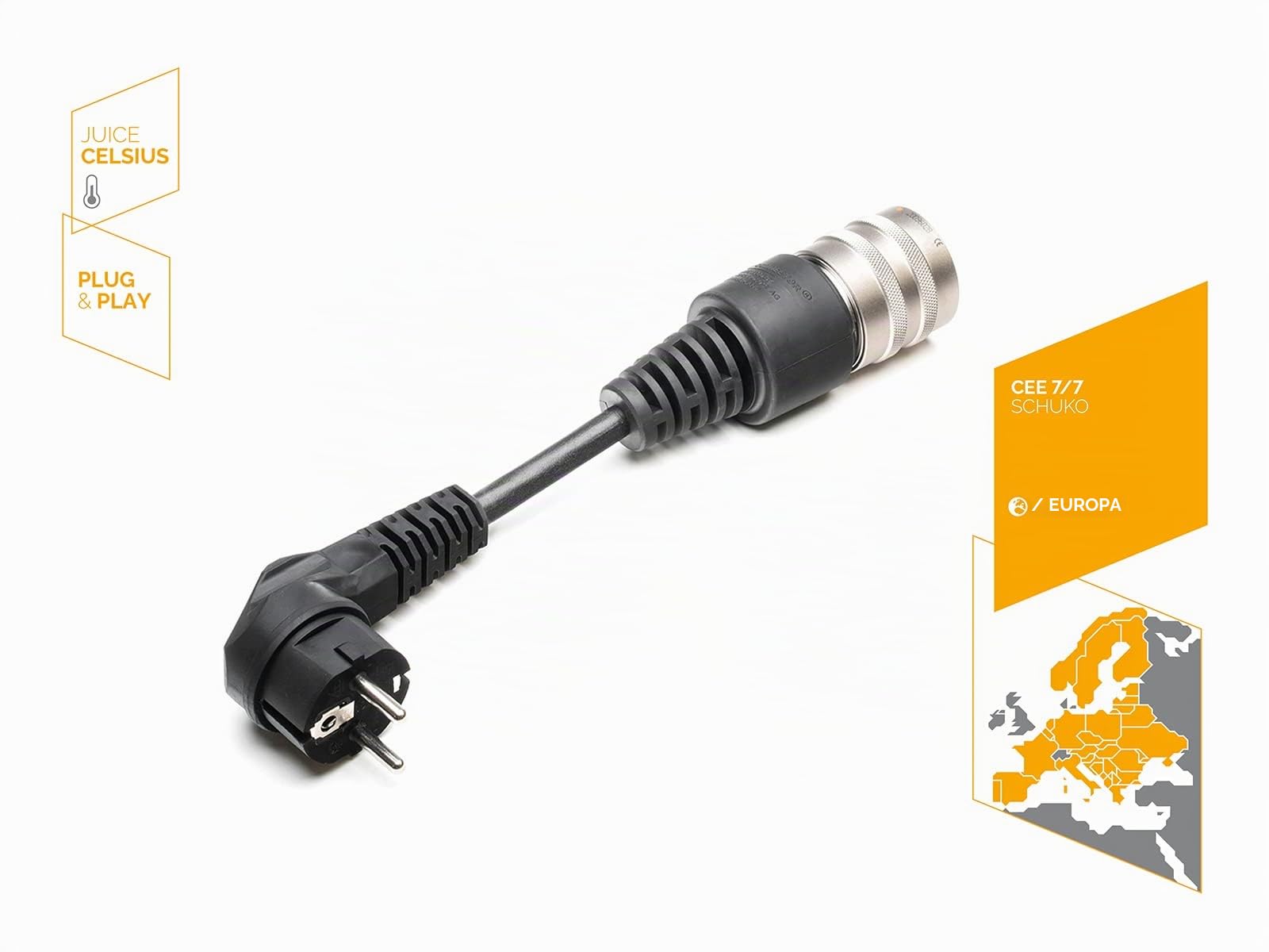 Juice Connector, Adaptador EU SCHUKO para Cargador Coche Electrico, Enchufe Portatil para Cable de Carga Coche Electrico, Compatible con el Juice Booster 2 y el Juice Booster 3 Air Wallbox