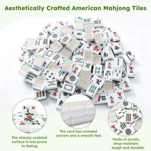 Set de fichas American Mahjong acrílico con bolsa y dados miniatura 6