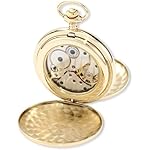Charles-Hubert, Paris 3907-GRR Premium Collection Gold-Plated Stainless Steel Polished Finish Double Hunter Case Mechanical Pocket Watch - Image 2
