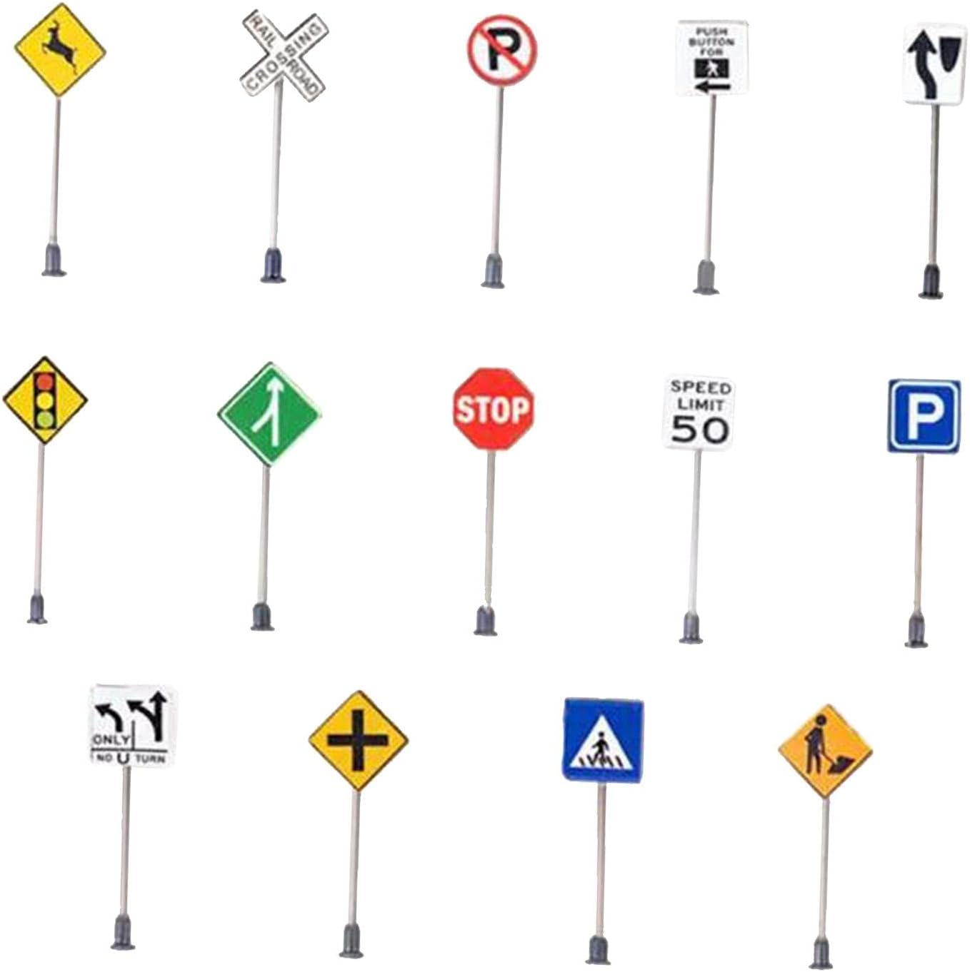 Amazon.com: Milageto Pack of 14 1/87 HO Scale Signs Road Scene ...