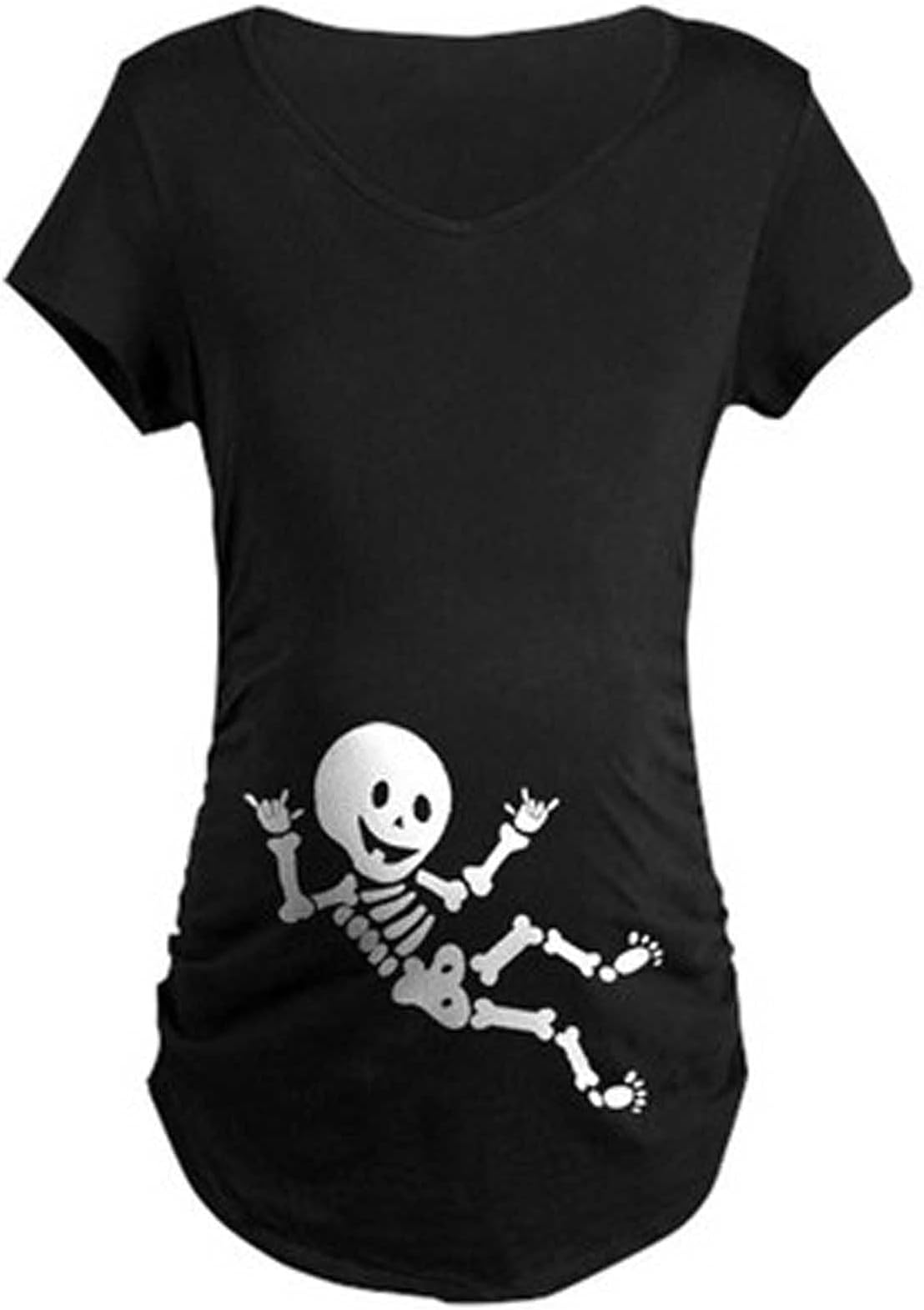 Women's Maternity Nursing Top Halloween Skull Print Tops Maternity Shirts Pregnancy Shirt Comfy Soft Pregnant Tee