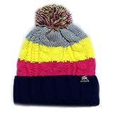 City Hunter Ck1050 Bold Stripe Pom Pom Knit Hat (7 Colors)