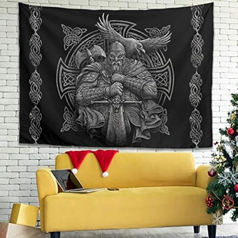 Firelife Viking Odin Raven Tapestry Wall Hanging Cloth Decorative Cloth Wall Hanging Tapestry Wall Art for Bedroom Living Room Beach Blanket Picnic Blanket Cover