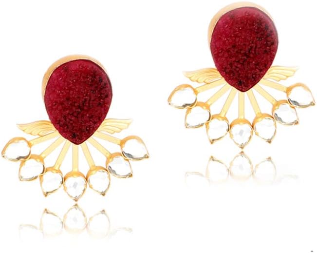 IndoTribe Chandbali Earrings Bollywood Jewelry Indian Earrings for Women Traditional Indian Jhumkas Indian Jewelry Earrings kundan earring Indian Jewelry for Women Jhumka Earrings for Women