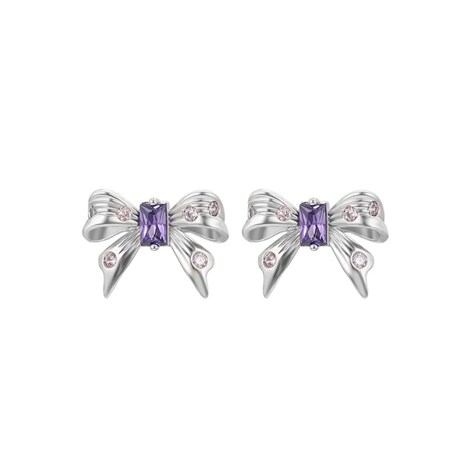 Elegante Ohrstecker mit Schleife und Amethyst