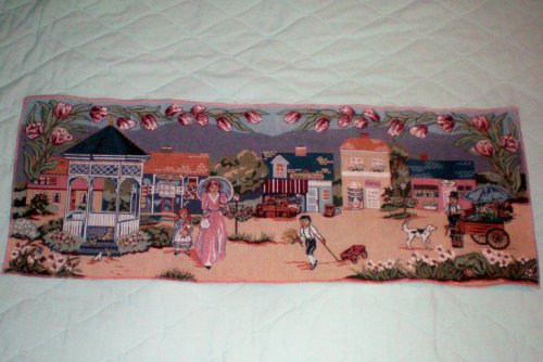 Early Colonial America Scene Tapestry -- 36" x 13.75"