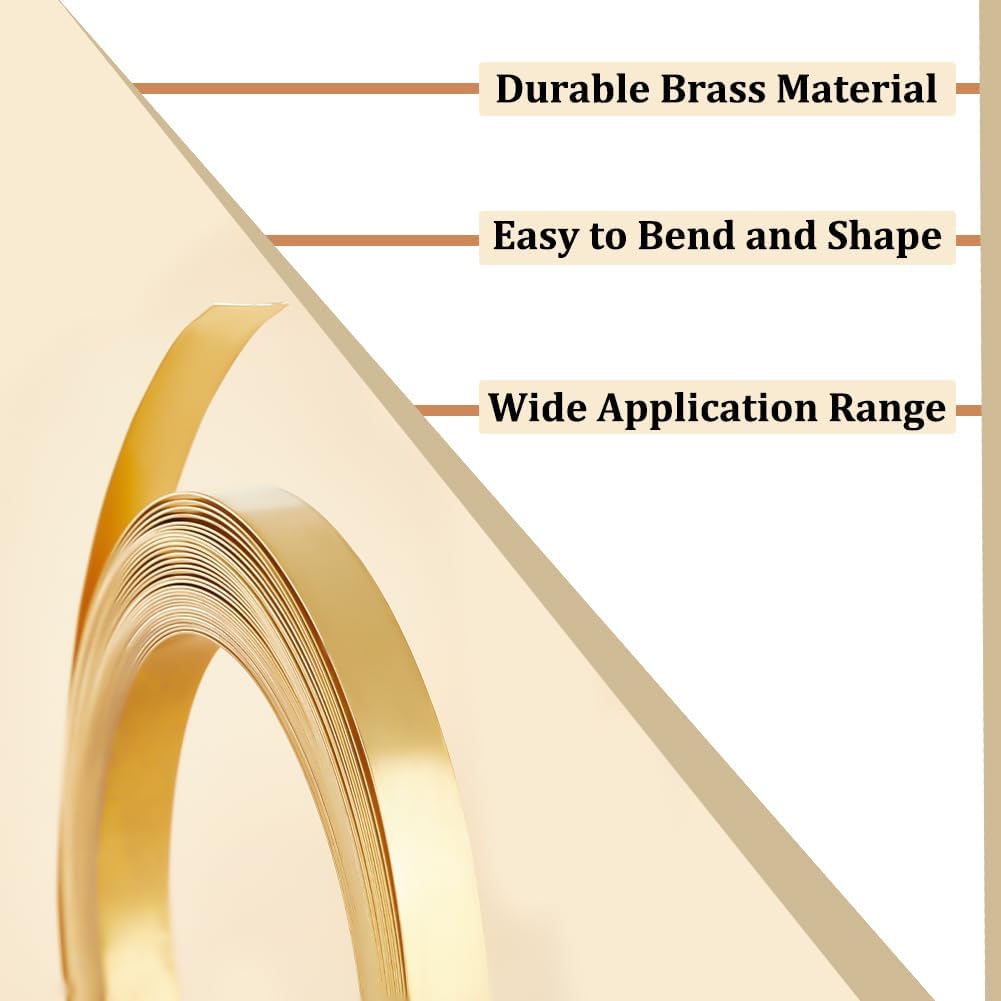 BENECREAT 19.7 Ft 32 Gauge Brass Bezel Wire, 6mm Wide Flat Craft Wire for Jewelry DIY Making, Gem Wrapping image 4