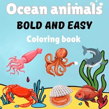 Paperback Ocean animals bold and easy coloring book: 35 design simple. Book