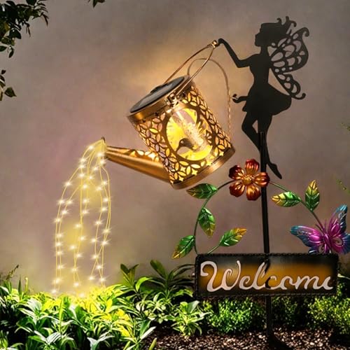 ZKLiLi Solar Watering Can with Lights,Outdoor Garden Fairy Decor Waterproof Large Hanging Lantern Lights Decorations for Patio Yard Porch Lawn Pathway Walkway Statues Outdoor Garden Decor Gifts