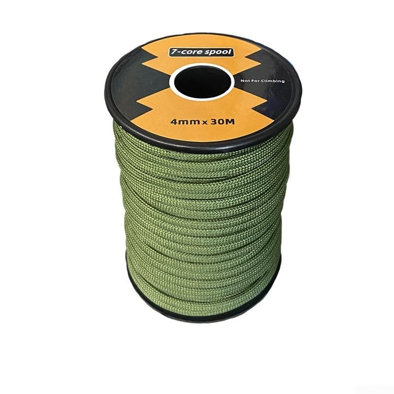Outdoor Guy Lines Tent Cords 7-Core 30m 4mm Rope Spool for Camping Outdoor Survival Tangle-Free Guy Lines Tarp Setups Nylon Polyester Multiple Color Strong Utility Cord DIY Projects(B)