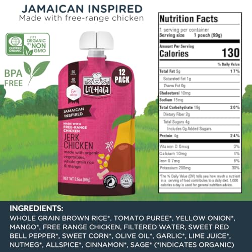 Li’l Hala Baby Food Pouches – Variety 6-Pack + Jerk Chicken 12-Pack (18 Total) – Free-Range Chicken & Grass-Fed Beef with Organic Veggies – Protein & Healthy Fats – 6+ Months image 5