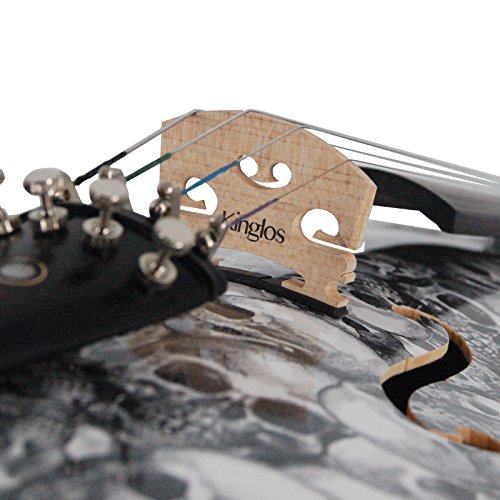 Kinglos 4/4 Black White Skull Colored Solid Wood Acoustic/Electric Violin Kit With Ebony Fittings Full Size (Ysds1312) #TOP4