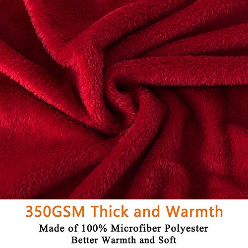 Softcare Soft Twin Size Summer Blanket All Season 350Gsm Thicken Warm Fuzzy Microplush Lightweight Thermal Fleece Blankets For Couch Bed Sofa Red 66"*90" #TOP2