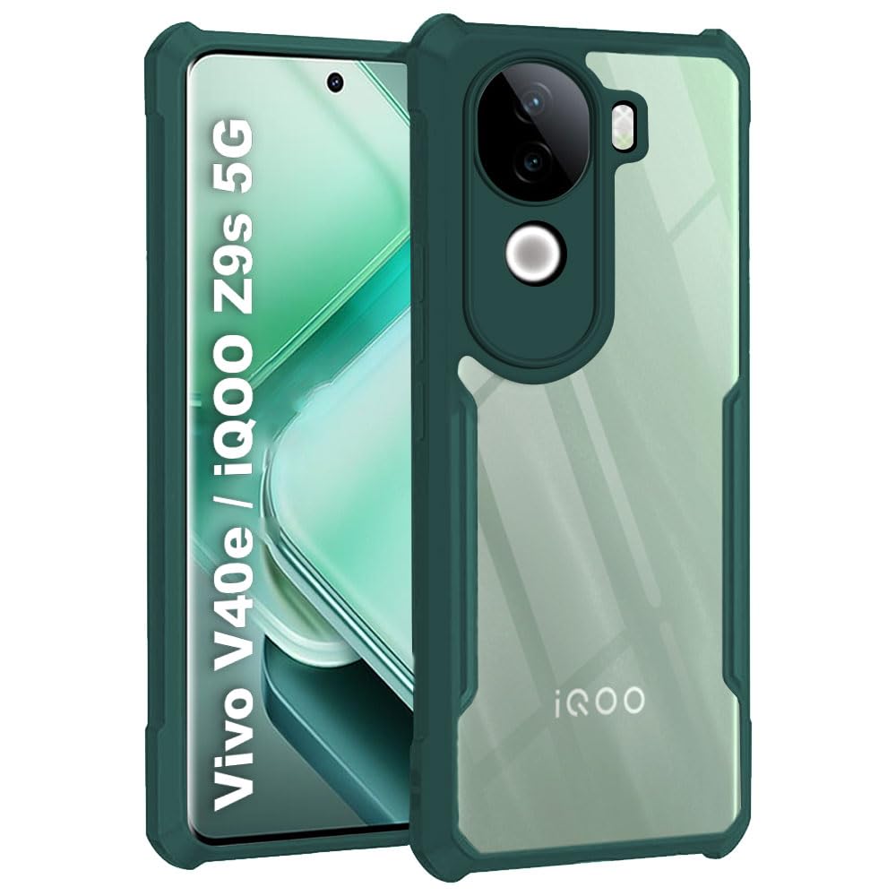TheGiftKart Shockproof Crystal Clear Back Cover Case for Vivo V40e / iQOO Z9s 5G | 360 Degree Protection | Protective Design | Transparent Back Cover for Vivo V40e / iQOO Z9s (PC & TPU, Green Bumper) (B0DF53ZT9S) Amazon Price History, Amazon Price Tracker