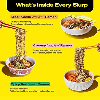 immi Ramen Noodles Variety Pack - Black Garlic Chicken, Creamy Chicken, Spicy Red Miso High Protein, Low Carb, Keto & Vegan Instant Ramen Healthy Plant-Based Noodles for Quick Meals and Comfort Food