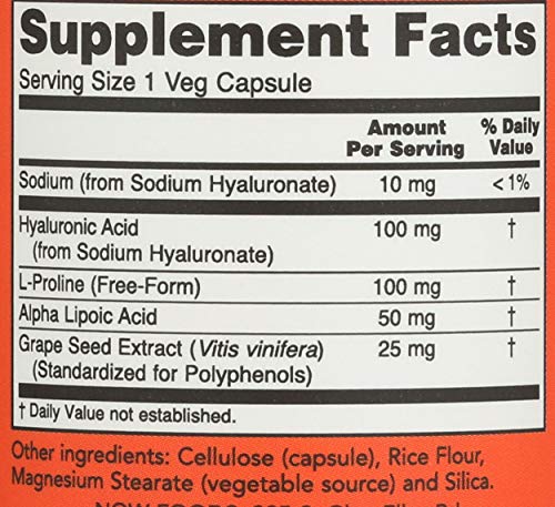 Now Foods Acid 100Mg 2X 60 Vc Hyaluronic, 60 Ct #TOP3