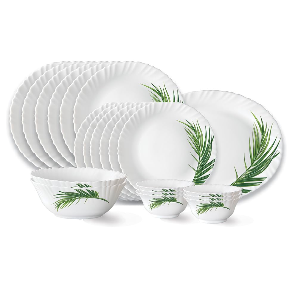 Larah by Borosil Crescent Opalware 21-Piece Dinner Set at ₹1,446 (58% Off) – Amazon
