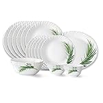 Larah by Borosil Crescent Fluted Series Opalware Dinner Set | 21 Pieces for Family of 6 | Microwave & Dishwasher Safe | Bone-Ash Free | Crockery Set for Dining & Gifting | Plates & Bowls | White