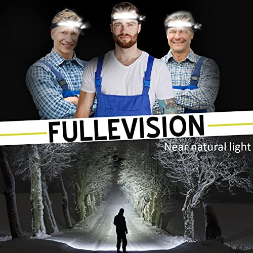 Headlamp Flashlight, Led Headlamp Rechargeable 350Lumens Cob 230°Wide Beam Headlight With Motion Sensor Bright 5 Modes Lightweight Waterproof Head Lamp For Outdoor Running, Camping Hiking (1 Pack) #TOP5