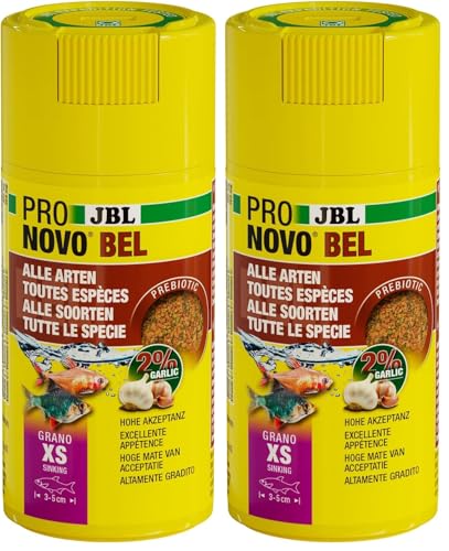 JBL PRONOVO BEL Grano, Aliment de Base pour Tous Poissons d'Aquarium de 3-5 cm, Granulés pour Poissons, Doseur à clic, Taille XS, 100 ML (Lot de 2)
