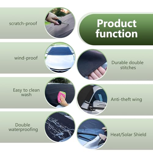 Image of 1 PC Car Windshield Cover, 70.9 inch / 180 cm x 47.2 inch / 120 cm Thickened Oxford Cloth Snow Cover, Anti-Freeze and Anti-Frost Car Protective Cover, Universal for Most Cars (Black)