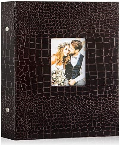 Ywlake Small Photo Album Croco 6x4 2 Packs, Each Pack holds 50 Pockets, Slip in Mini Linen Top Loading Photo Albums Holds Portrait Only 10x15cm Picture Black