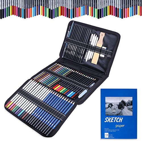 Facio 71 Pack Colored Pencils Set, Drawing Pencils & Sketching Kit Includes Colored, Watercolor, Drawing, Charcoal, Metallic Pencils Sketch Book, Premium Art Pencils Pack for Kids, Adults & Artists