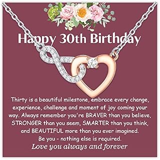 POWWA 30th Birthday Gifts for Women, 30th Birthday Gifts for Her Infinity Heart Pendant Necklace Birthday Presents for Daughter Friend Sister