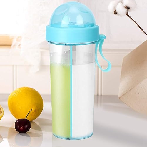 Miniatura 6 de TOPINCN DualUse Drinking Bottle, 600ml Portable Outdoor Travel Sport Two Straws Water Bottle, Silicone Handle, High Temperature Resistance
