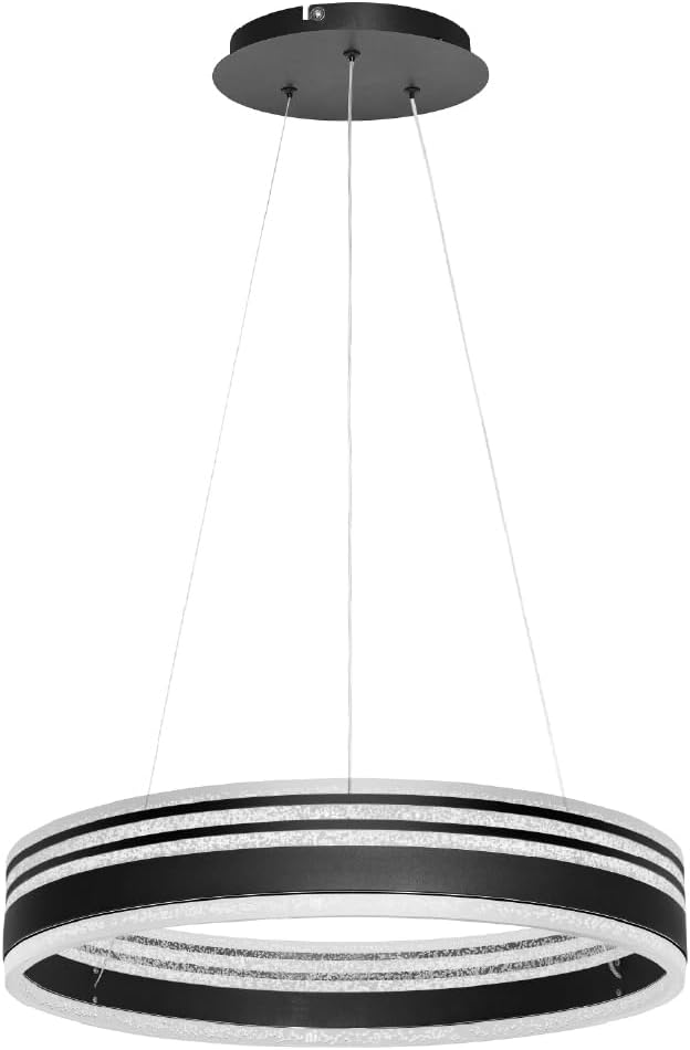 Sylvania 19.5" Pendant Light Fixture with Integrated LEDs, Dimmable, 5 CCT Select (2700/3000 / 3500/4000 / 5000K), Black Matte/Clear Bubble Lens - 1 Pack (64017)