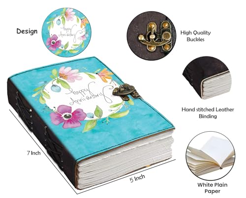 Image of DI-KRAFT Customize Diary with Name with Beautiful UV Prints | Customized Leather Writing Diary Unruled White Paper Journal Personal Notepad Sheets Daily Planner for Gifting (Pattern 24)